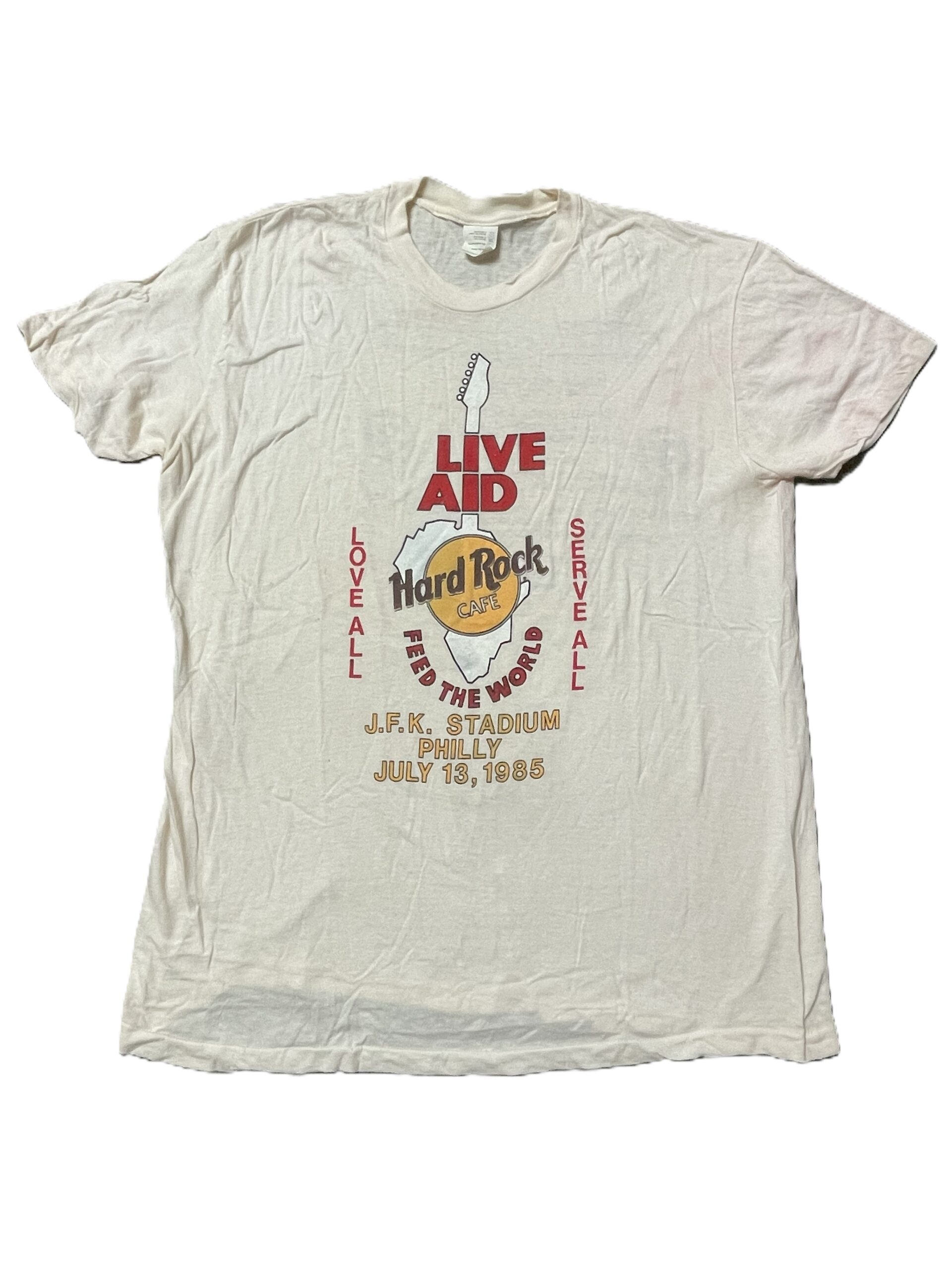 Vintage 1985 Live Aid Hard Rock Cafe Philadelphia T-Shirt - White XL