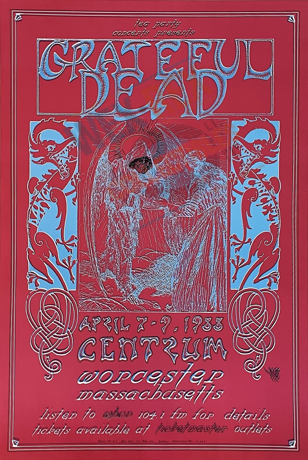 Original 1988 Grateful Dead Concert Poster - Worcester MA